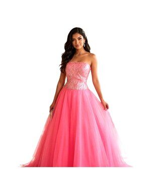 Mystique Strapless Tulle Ball Gown 8 Lace Up Corset Sequin Bodice Prom